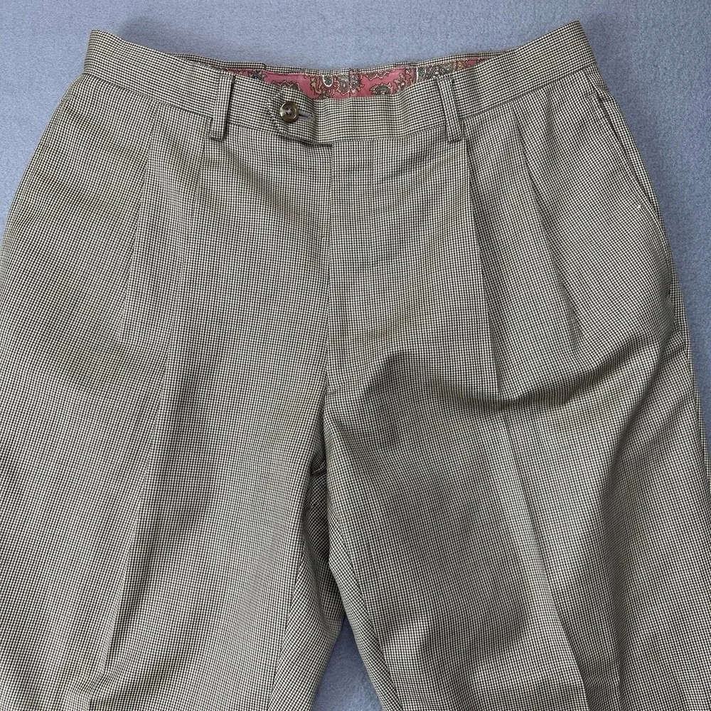 Vintage Polo Ralph Lauren Pants Men's 33x30 Pleated Houndstooth Cuffed Wool